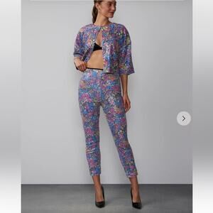 New York & Co NWT rainbow sequin SET blazer pants sequin suit pride unique M